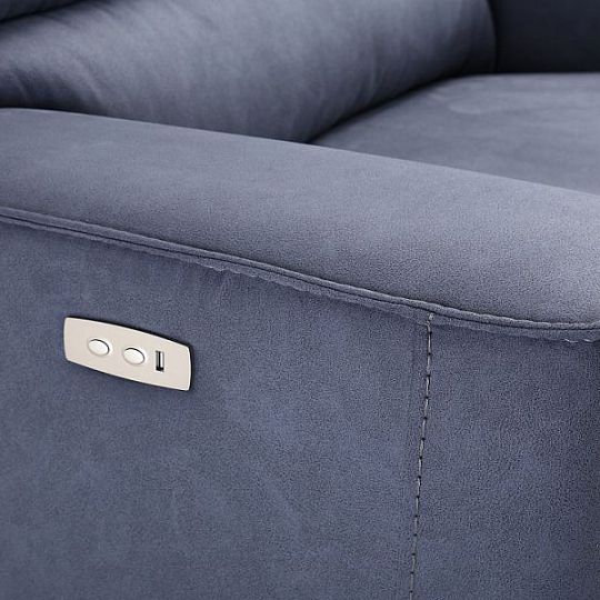 ALMERIA relaxační elektrická sedací souprava do U levá, tmavě šedomodrá