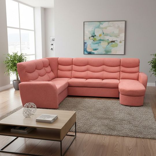 GRACE sedací souprava do U pravá, cihlová Primo 52