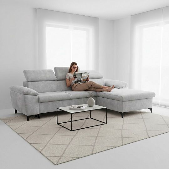 COLMA rohová sedací souprava, levá, světle šedá Sally 07