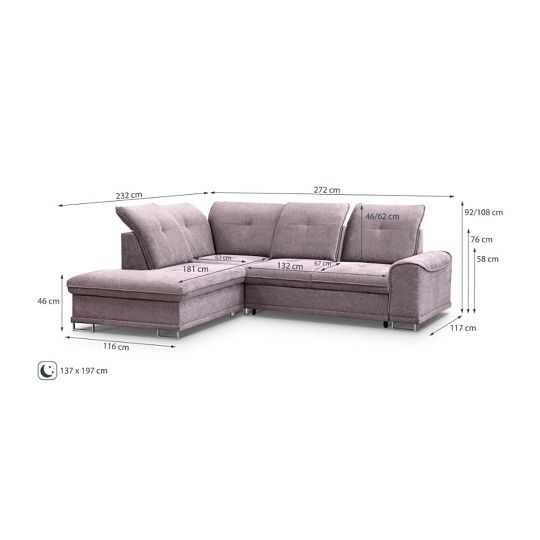 BAHAMY sedací souprava, pravá, tmavě šedá