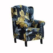 LEONARDO křeslo, šedá/šedo-žluté květy