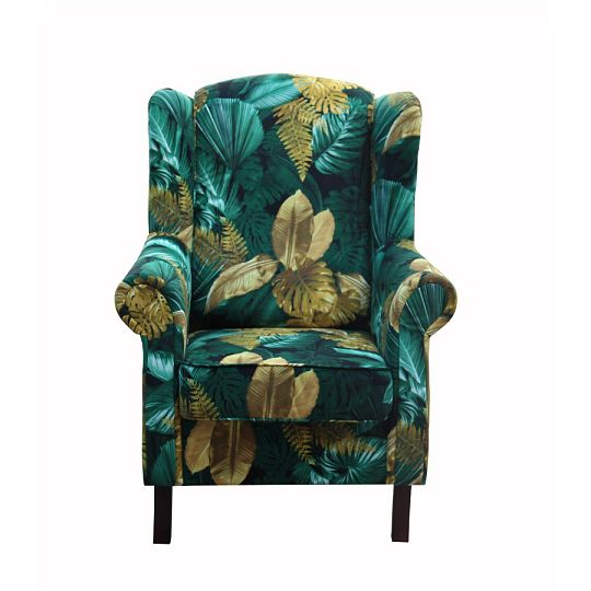 LEONARDO křeslo, zelená/zeleno-žluté květy