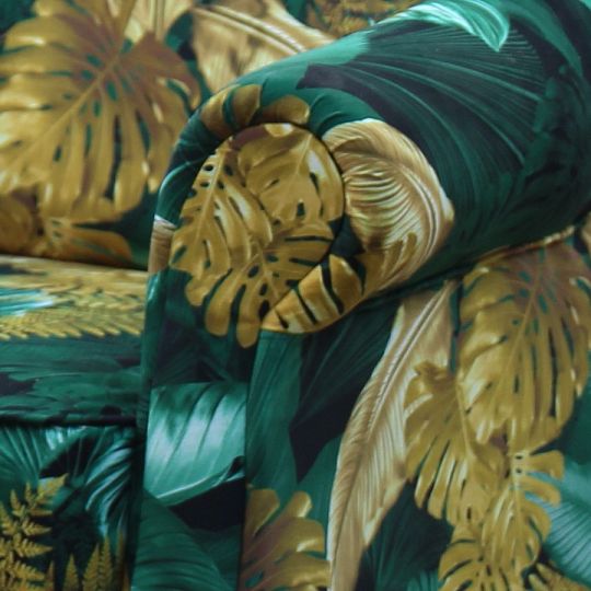 LEONARDO křeslo, zelená/zeleno-žluté květy