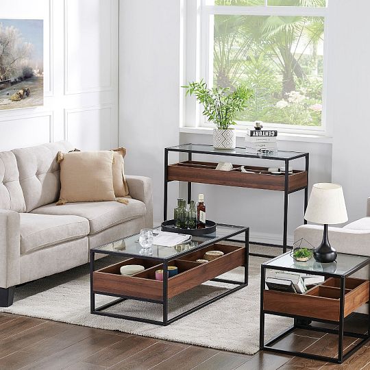 HARMONY A  konferenční stolek, ořech/černá kov