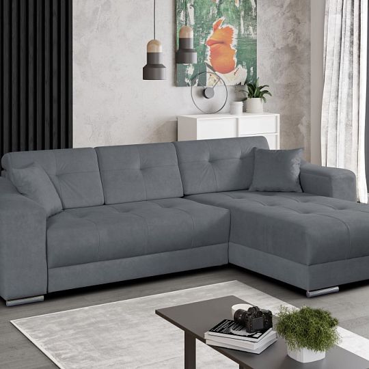 VALLETTA rohová sedací souprava, UNI, tmavě šedá
