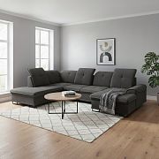 BAHAMY U sedací souprava, pravá, tmavě šedá Rosario 456