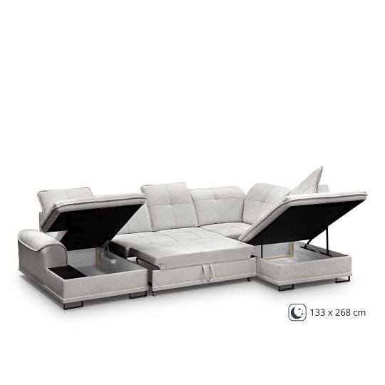 BAHAMY U sedací souprava, levá, bílá káva Rosario 451