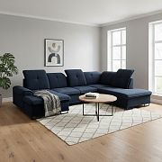 BAHAMY U sedací souprava, levá, tmavě modrá Rosario 465