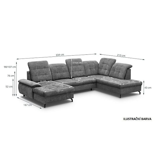 BAMAKO U sedací souprava, levá, tmavě šedá Rosario 456