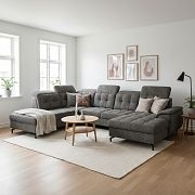 BAMAKO U sedací souprava, pravá, tmavě šedá Rosario 456