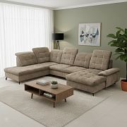 BAMAKO U sedací souprava, pravá, světle hnědá Rosario 469