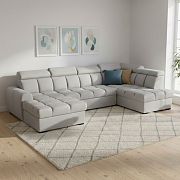 GEMMA sedací souprava do U, levá, světle šedá Bluvel 03