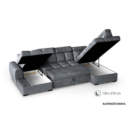 GEMMA sedací souprava do U, levá, světle šedá Bluvel 03