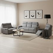 TREVOR relaxační sedací souprava 3+2+1, šedá Bluvel 14