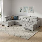 GEMMA sedací souprava do U, pravá, světle šedá Bluvel 03