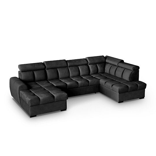 GEMMA sedací souprava do U, levá, černá Bluvel 19