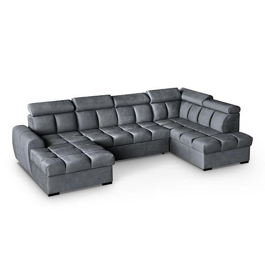 GEMMA sedací souprava do U, levá, tmavě šedá Bluvel 14