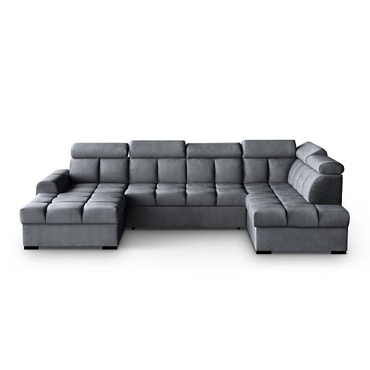 GEMMA sedací souprava do U, levá, tmavě šedá Bluvel 14