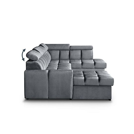 GEMMA sedací souprava do U, levá, tmavě šedá Bluvel 14