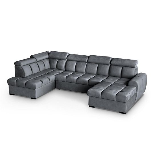 GEMMA sedací souprava do U, pravá, tmavě šedá Bluvel 14