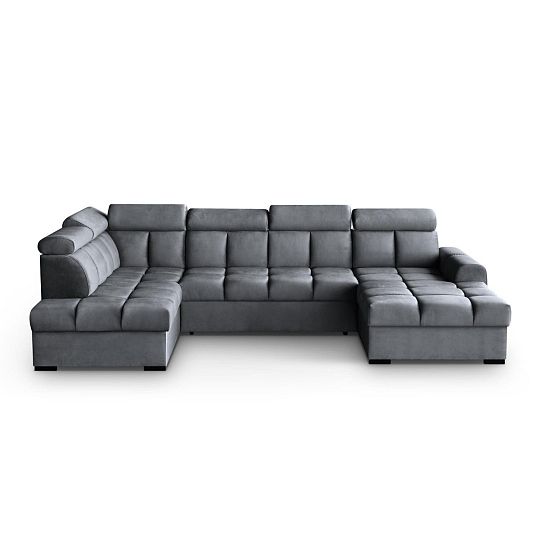 GEMMA sedací souprava do U, pravá, tmavě šedá Bluvel 14