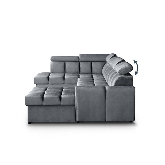 GEMMA sedací souprava do U, pravá, tmavě šedá Bluvel 14