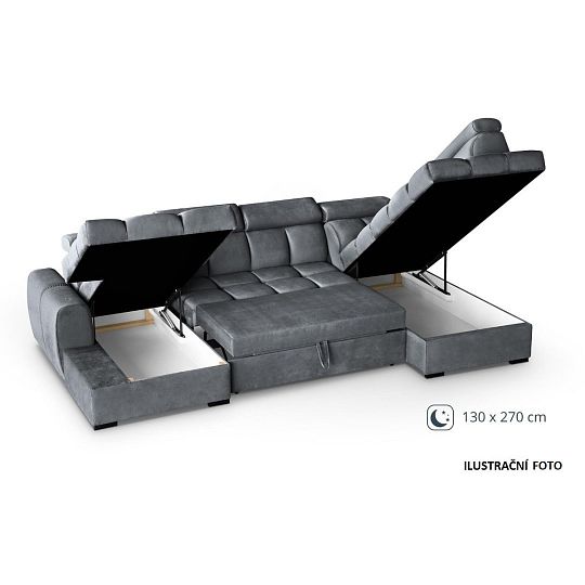 GEMMA sedací souprava do U, pravá, tmavě šedá Bluvel 14