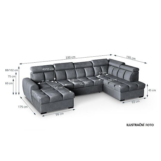 GEMMA sedací souprava do U, pravá, hořčicová Bluvel 68