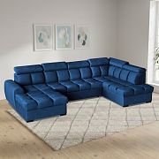 GEMMA sedací souprava do U, levá, tmavě modrá Bluvel 86