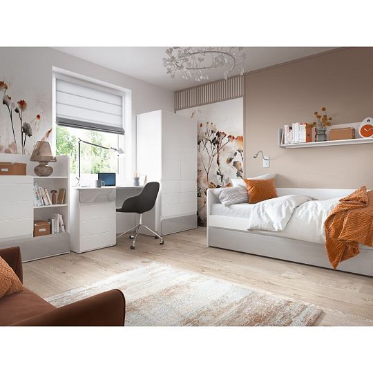 FULIA Z01 postel 90, bílá alpská/světle šedá/šedá lesk