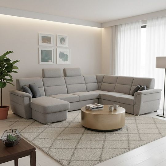 AVATAR sedací souprava do U, levá, světle šedá Matana 05