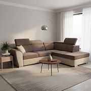 MALIBU rohová sedací souprava, levá, tmavě hnědá/béžová Rosario 468