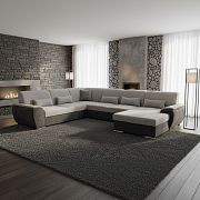 ASCONA sedací souprava do U, pravá, světle šedá/tmavě šedá Rosario 452