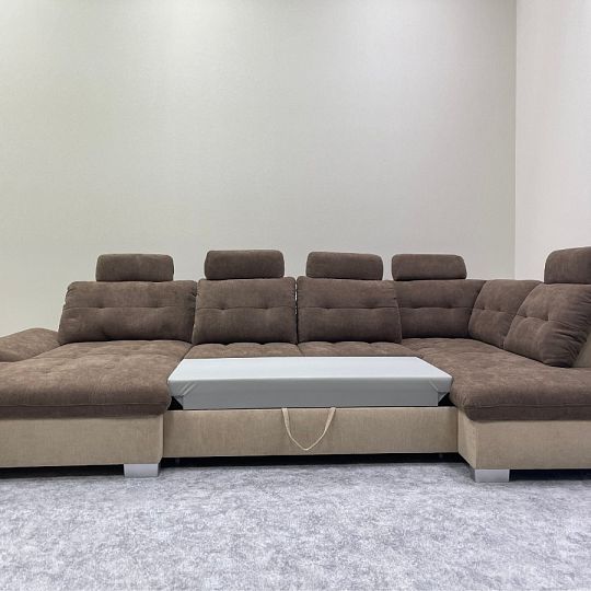 CREATIO sedací souprava do U, levá, béžová/hnědá