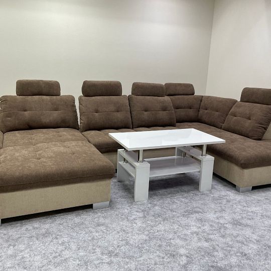 CREATIO sedací souprava do U, levá, béžová/hnědá