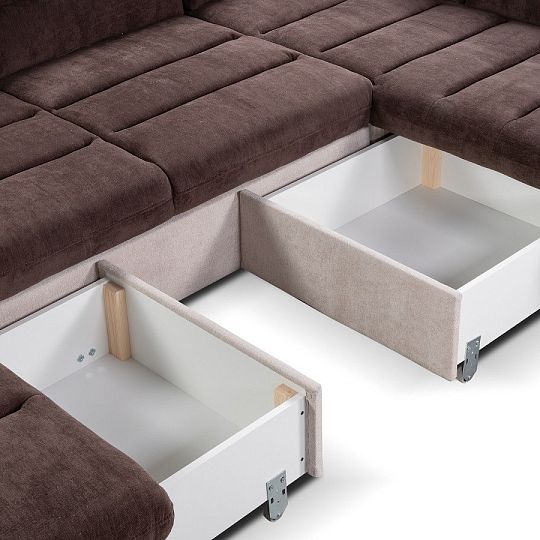 ROMANTIKA OSBL-3F-OSP sedací souprava do U, levá, bílá káva/čokoládová Misterio 99