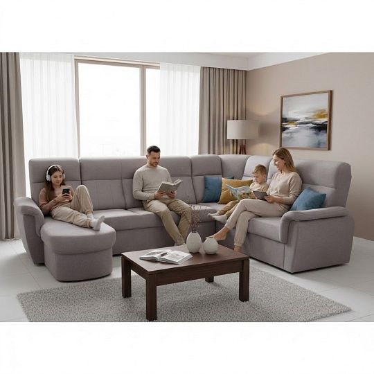 MODENA rohová sedací souprava do U levá, Castel 20 hnědá