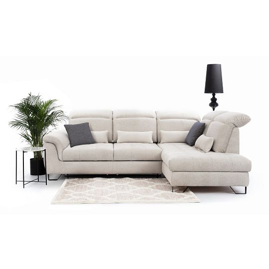 GENEZA rohová sedací souprava, levá, bílá káva Misterio 07