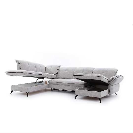 MIRELA NEW sedací souprava do U, pravá, světle šedá Misterio 82