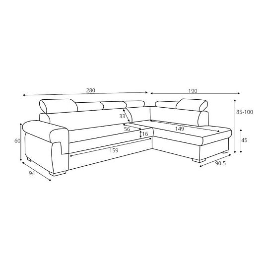 ATLANTIDA rohová sedací souprava, levá, hnědá