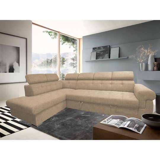 ATLANTIDA rohová sedací souprava, pravá, světle hnědá