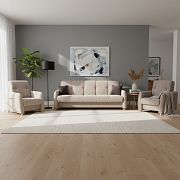 SALI pohovka s křesly, béžová/tmavě hnědá Soro 23