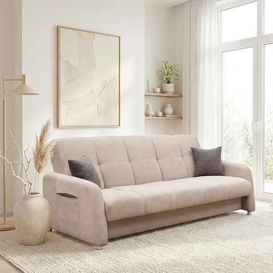 SALI rozkládací pohovka, béžová/tmavě hnědá Soro 23