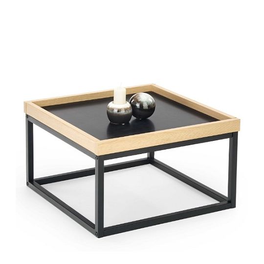 LAGOSA B konferenční stolek, čtverec, černá/dub/černá kov