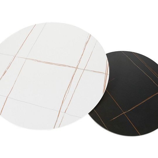 FERANTE B konferenční stolek, kulatý, 2 kusy, mramor/bílá/černá