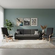 LAOSA sestava pohovka + křesla 3R+1+1, tmavě šedá/světle šedá Matana 05