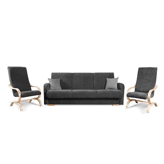 LAOSA sestava pohovka + křesla 3R+1+1, tmavě šedá/světle šedá Matana 05