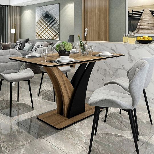 VENTURO jídelní stůl, rozkládací, dub artisan/černá