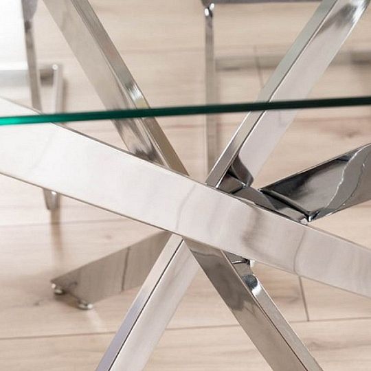 TRENDY AGIS II jídelní stůl 140, sklo/nohy chrom