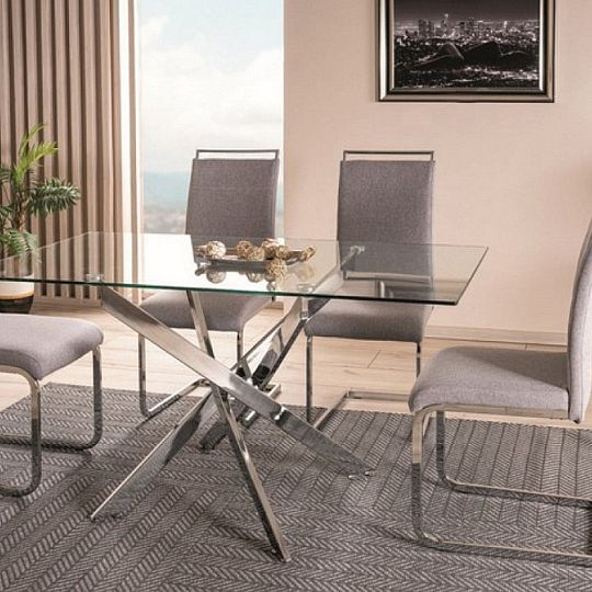 TRENDY AGIS II jídelní stůl 140, sklo/nohy chrom